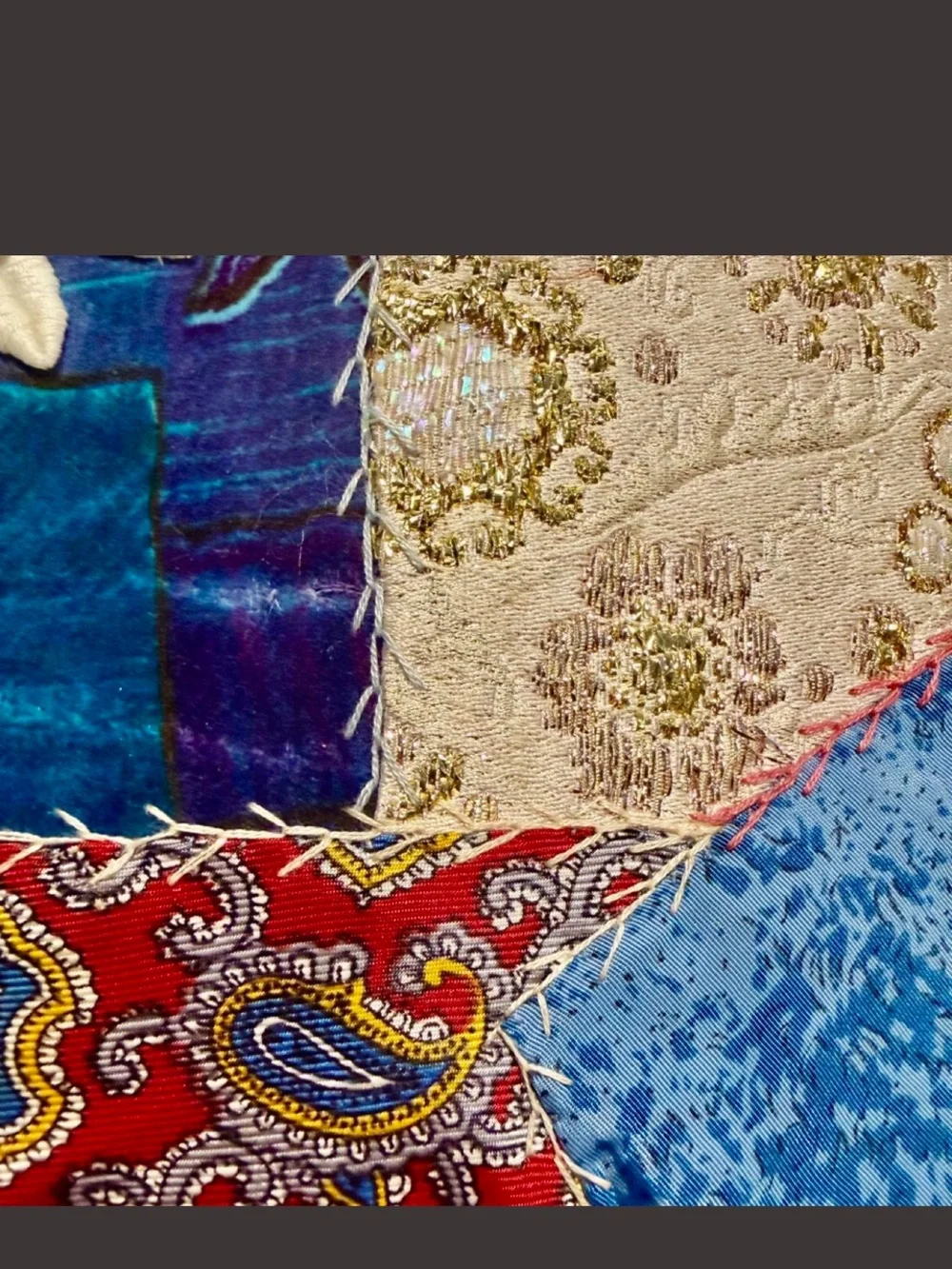 Handmade Vintage Crazy Quilt Patchwork Decor Throw Pillow